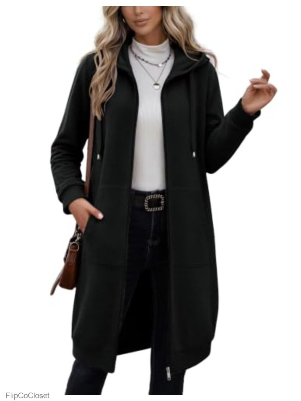 Fleece Zip Up Hoodie Oversized Longline Hooded Sweatshirt